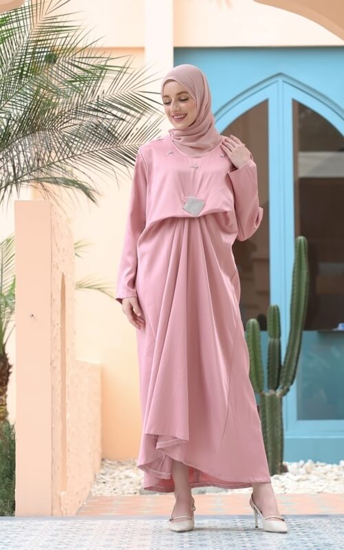 Kaftan Merah Jambu Kekinian