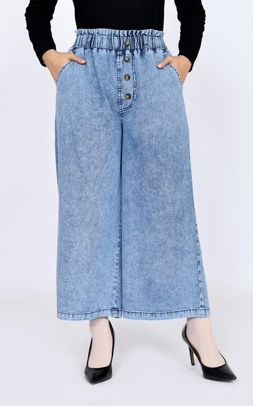 Kulot Jeans dengan Pinggang Karet