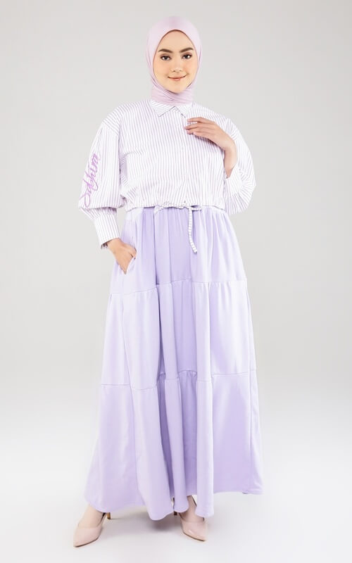 Lilac OOTD dengan Rok dan Kemeja