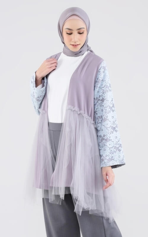 Cardigan Tulle Berbahan Ruffle