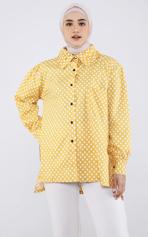 Kemeja Kuning Polkadot