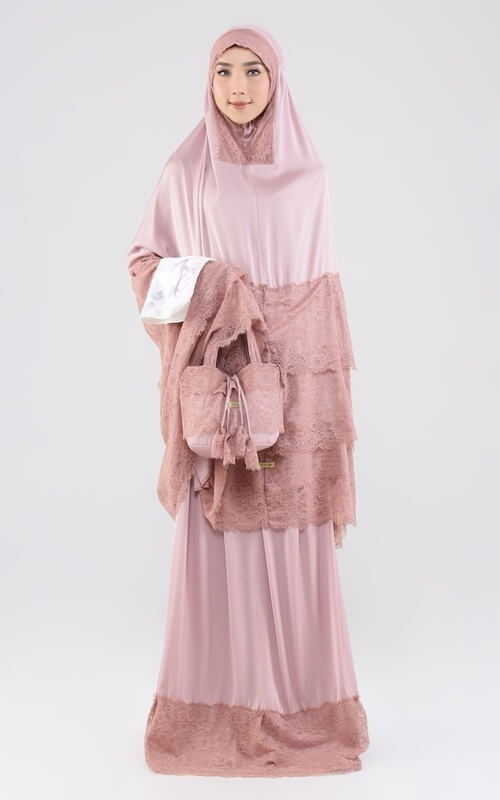 Mukena Mauve Renda Tumpuk
