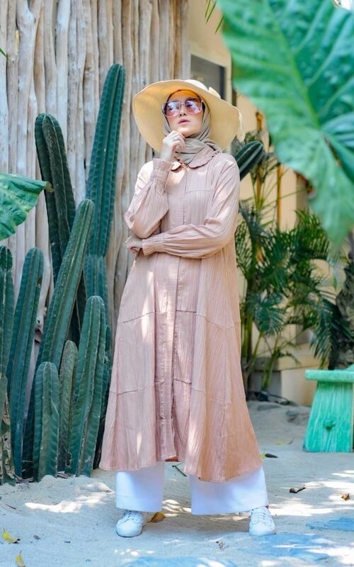 Midi Dress A-Line Lengan Panjang