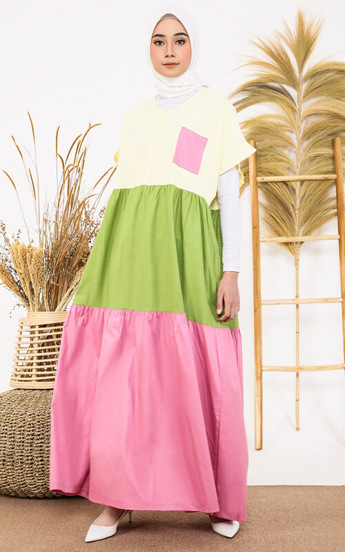 Dress Panjang Lengan Pendek