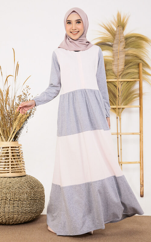 Gamis Belang 2 Warna Putih Abu