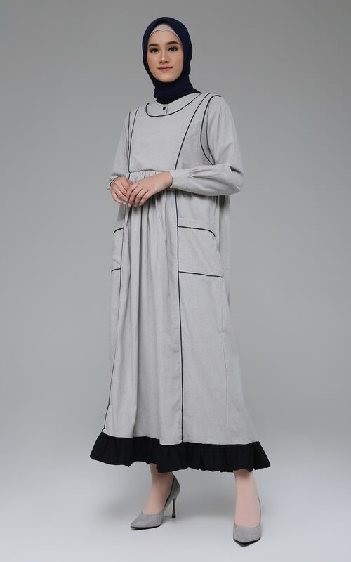 Gamis Abu Aksen List Hitam