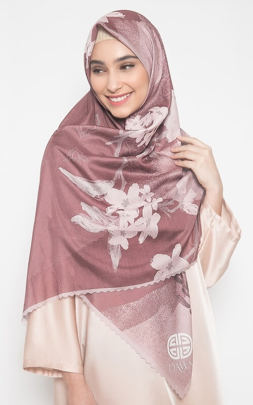 Jilbab Ungu Motif Putih