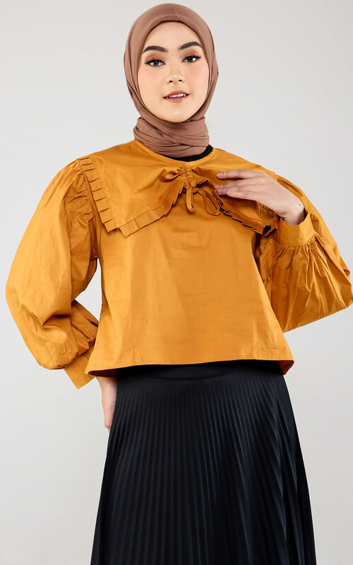 Blouse Orange Lengan Balon