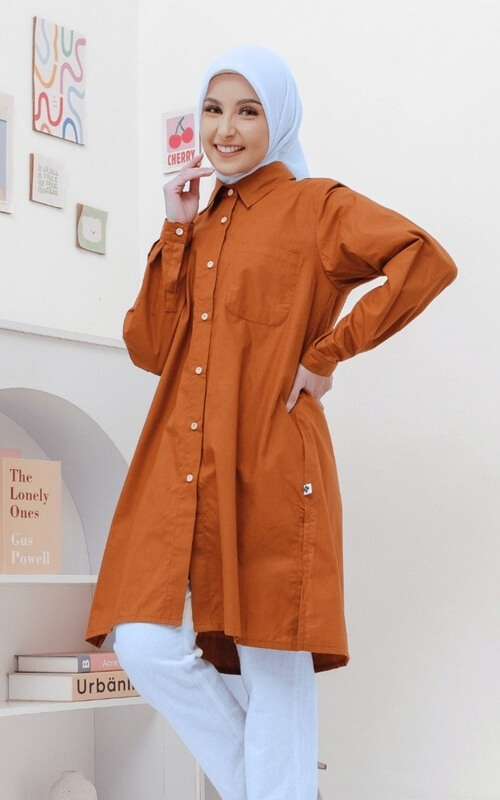 Tunik Orange Berkerah