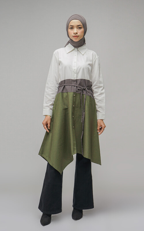 Tunik Asimetris dengan Kerah