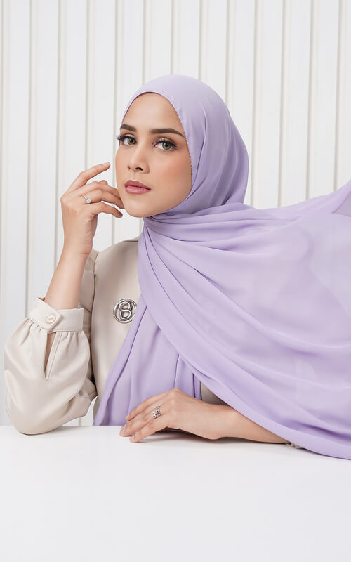 Pashmina Ungu Muda Polos