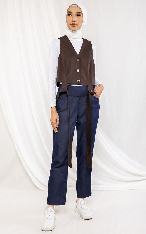 Rompi Coklat Aksen Tali