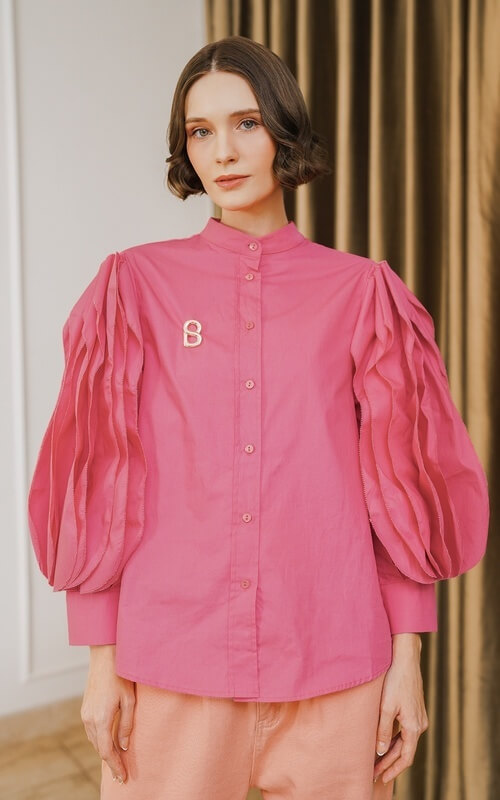 Blouse Pink Lengan Balon