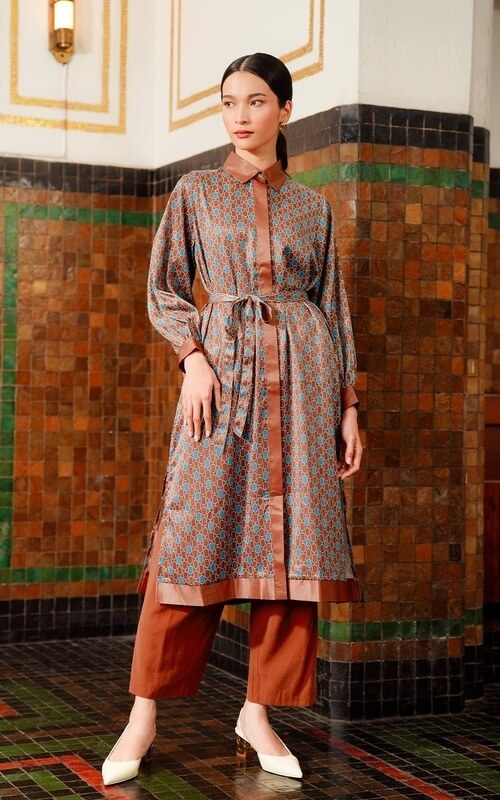 Tunik Coklat Bermotif