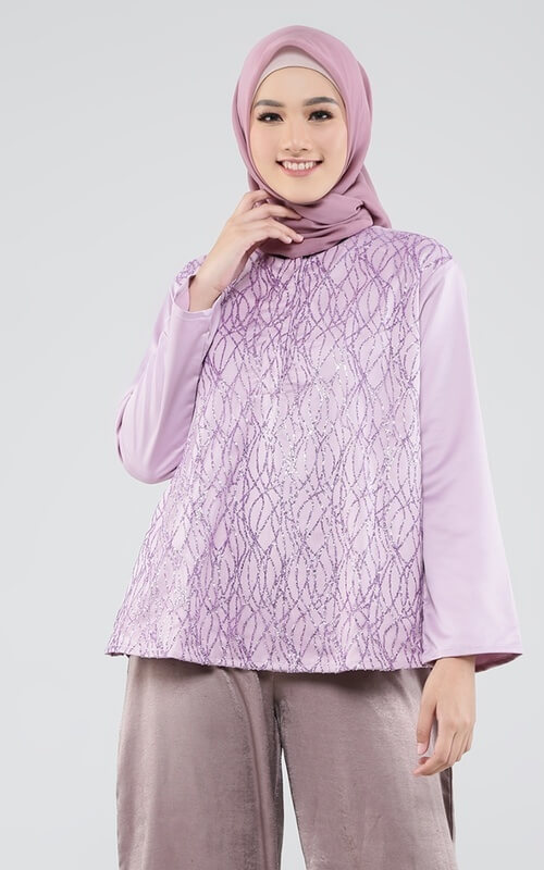 Blouse Lilac Lengan Polos