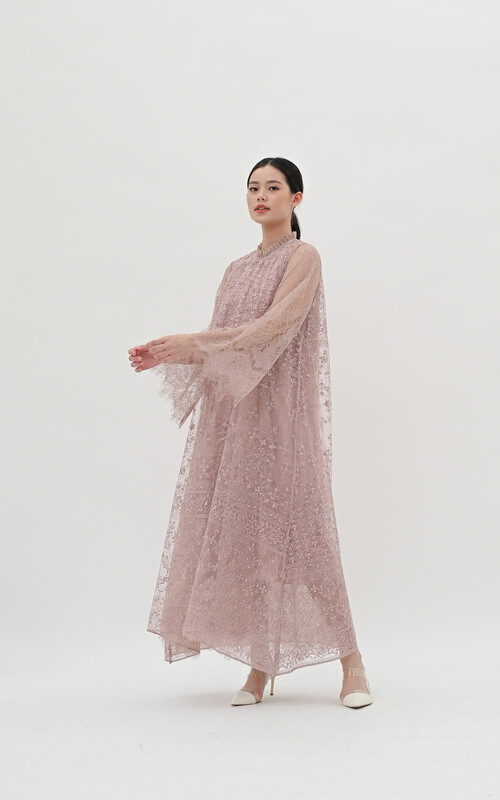 Dress Pink Brokat Transparan