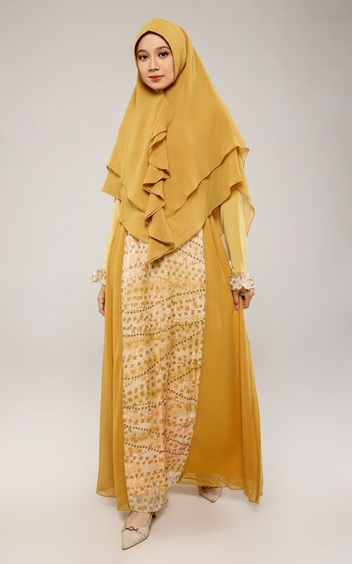 Gamis Kuning Set Kerudung Instan