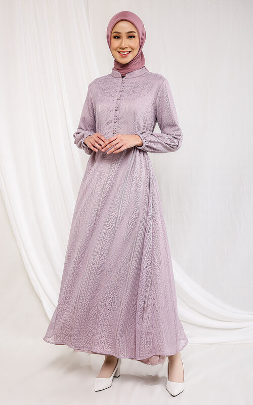 Dress Ungu Putih Vintage Style