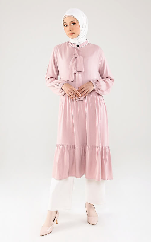 Tunik Pink Model Sambungan + Pita