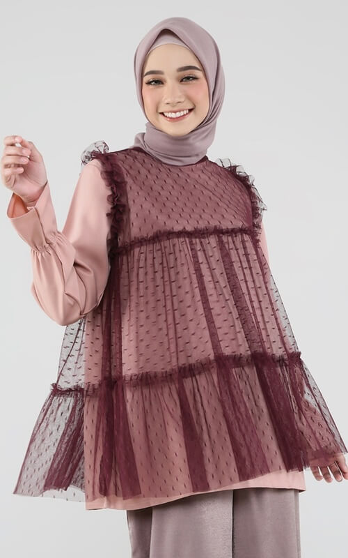 Baju Atasan Merah Layer