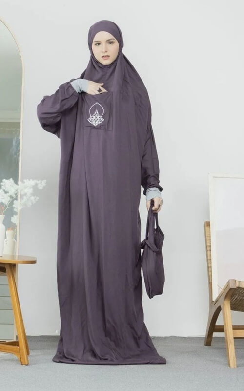 Mukena Terusan Parasut Premium Warna Ungu