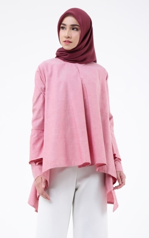 Blouse Pink Modern Minimalis Potongan A Line