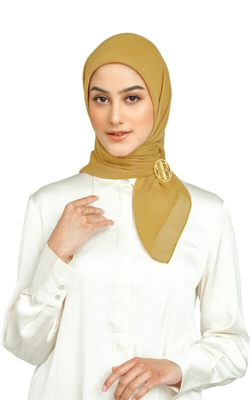 Hijab Segi Empat Mustard Bold