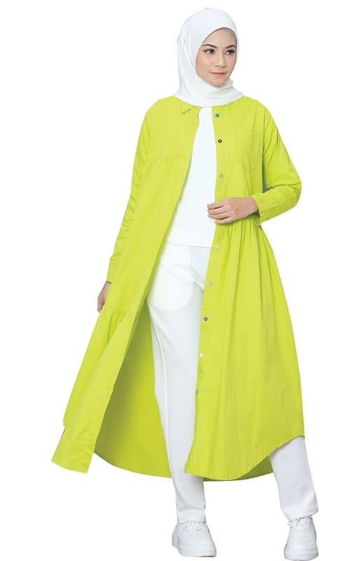 Outfit Nuansa Hijau Lemon & Putih