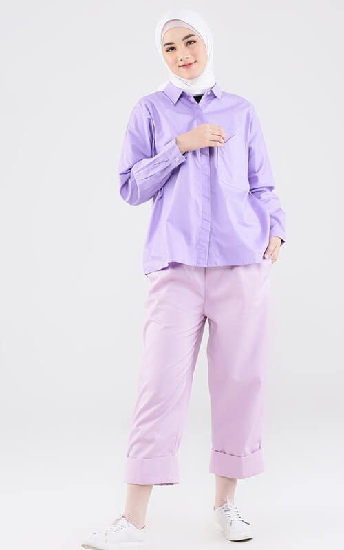 OOTD Vibrant Ungu & Putih