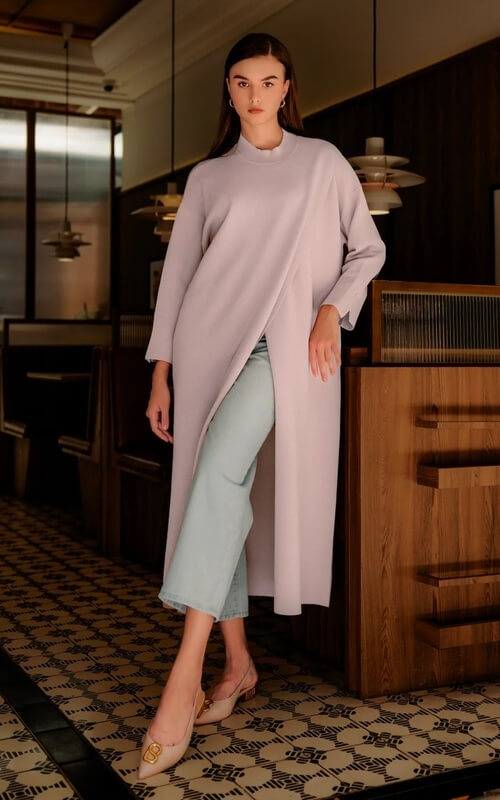 Knitwear Asimetris Warna Lilac