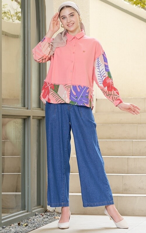 Denim Pants & Atasan Pink